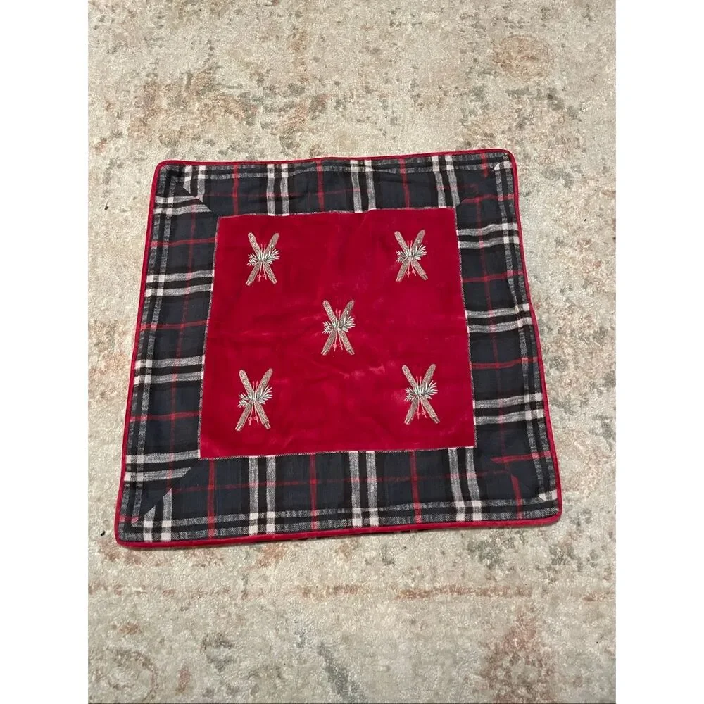 Pottery Barn Ski Velvet Plaid Pillow Cover